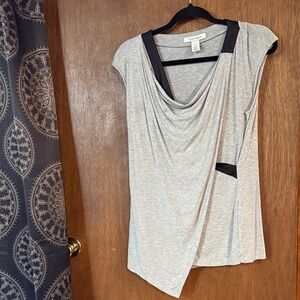 White House Black Market Gray Top with Black Details